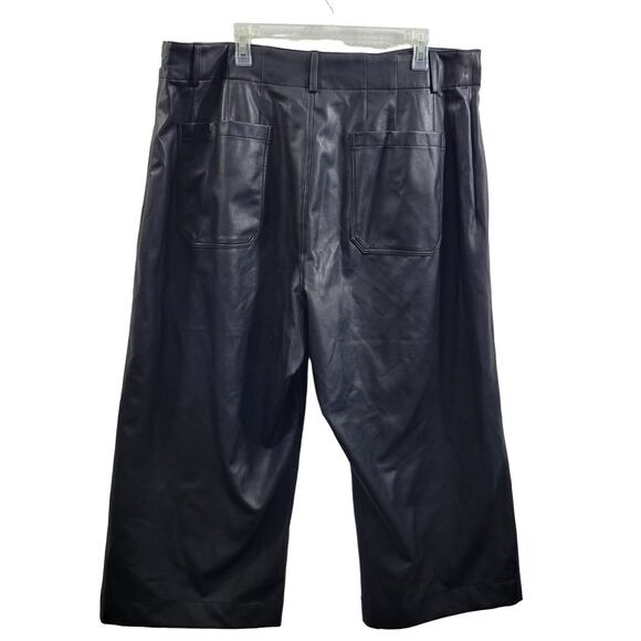 Maeve By Anthropologie Black Faux Leather Capris The Collette Size 24" 92424-95 - Picture 4 of 9